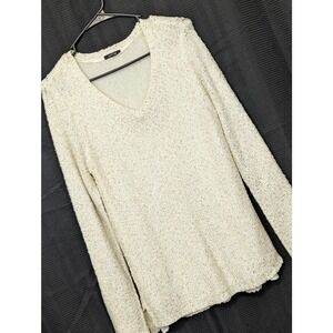 APT. 9! CREAM W/GOLD MINI SEQUINS DROP TAIL "BLOUSE" SWEATER! SZ M